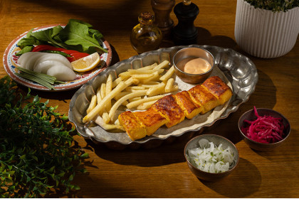 Grilled Salmon with Fries